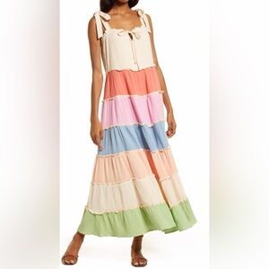 FRNCH Multicolor Striped Maxi Dress